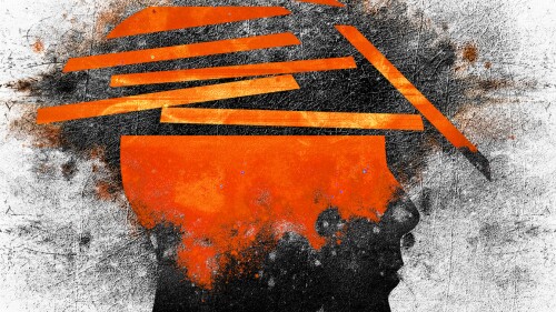 broken human head conceptual digital illustration