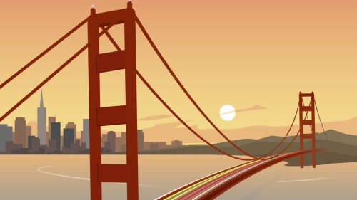San Francisco and Golden Gate Bridge Scene