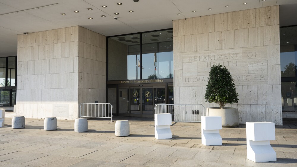 Entrance to the U.S. Department of Health and Human Services in Washington, DC