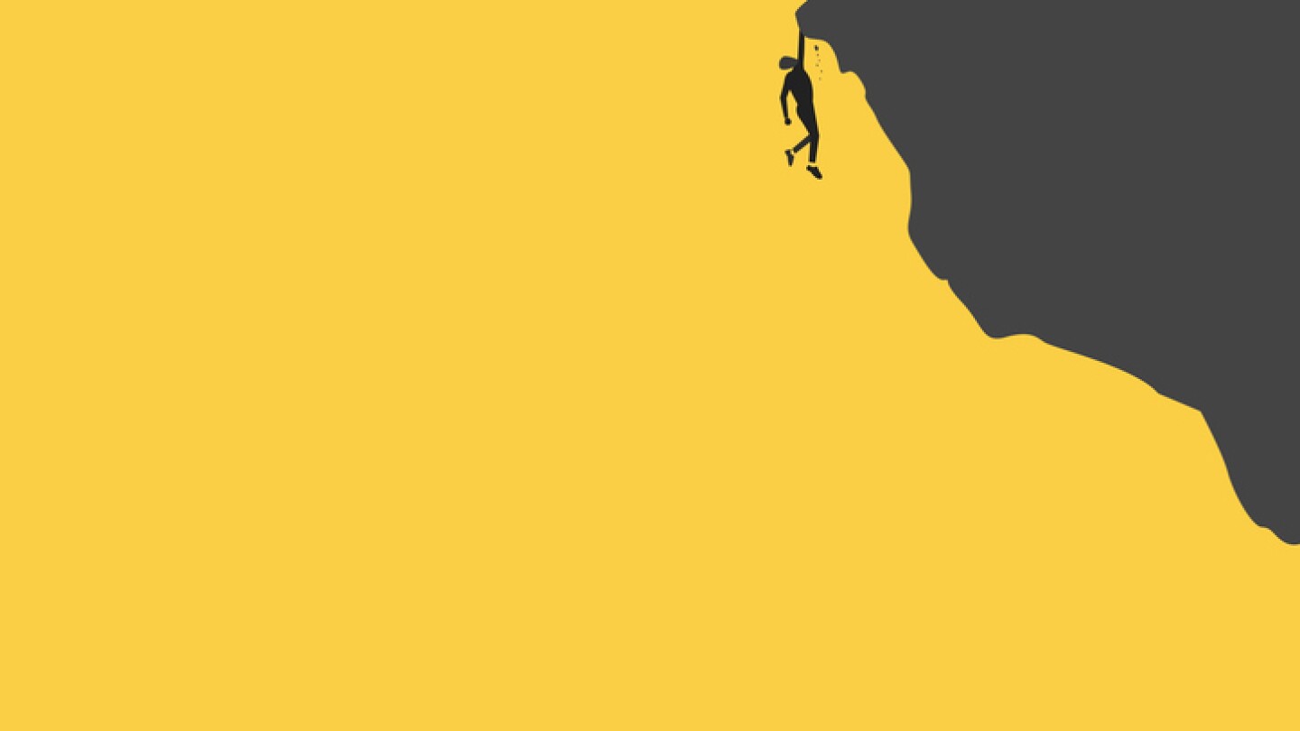 businessman Climbing mountain. Symbol of success, career, leadership and goal