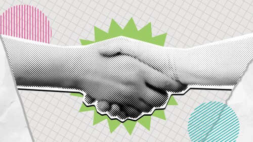 Illustration showing a handshake, signaling cooperation, goodwill