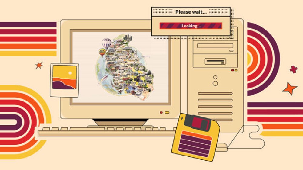 Pictured: Screen of a 1980s-style computer showing