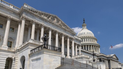South side and Dome of the US Capitol in Washington DC, United States
