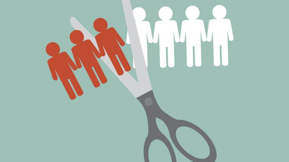 cutting off a row of people into pieces