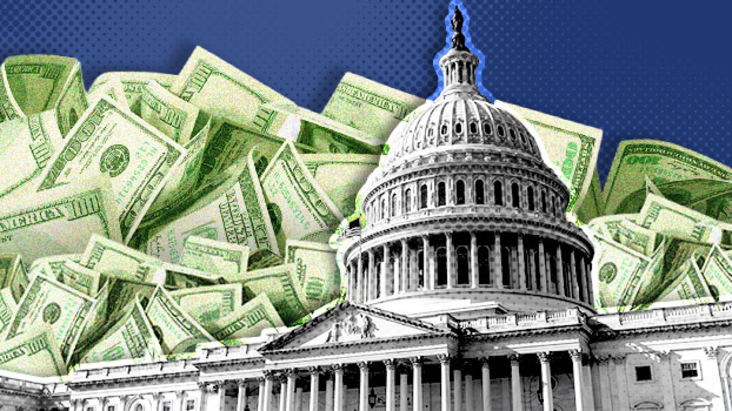 United States Capitol Building & dollar bills /