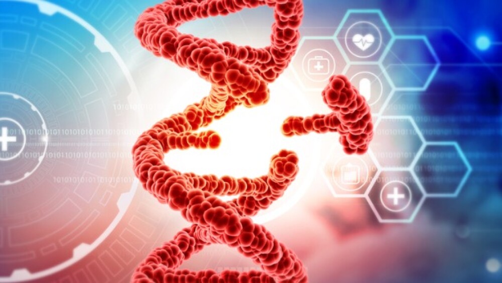 Pictured: Illustration of a base nucleotide being