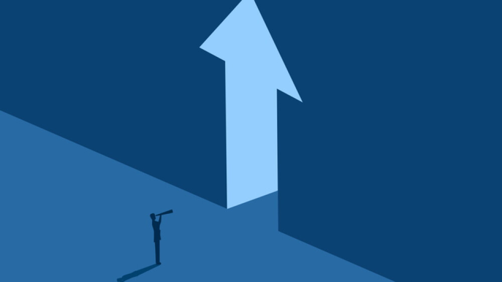 Find Business Growth Opportunity, Business Standing Analyzing Arrow Gate
