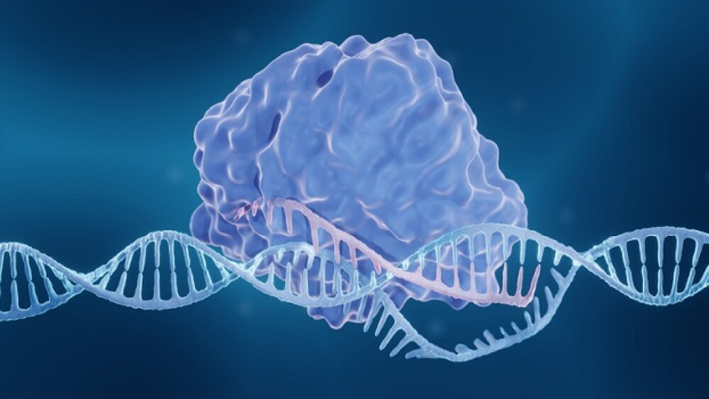 CRISPR-Cas9 genome editing enzyme, 3d illustration