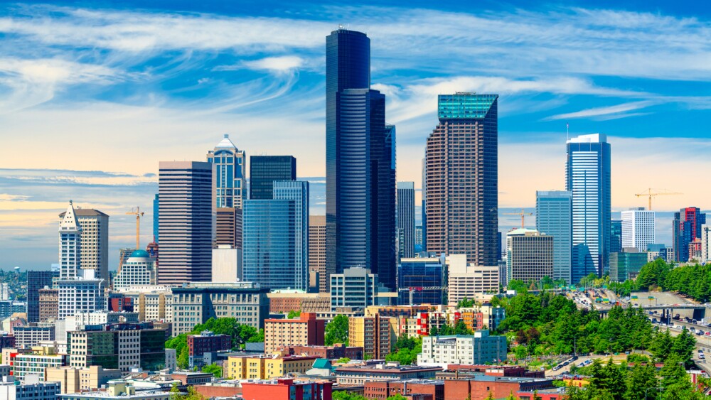Seattle, Washington, USA downtown skyline in the afternoon