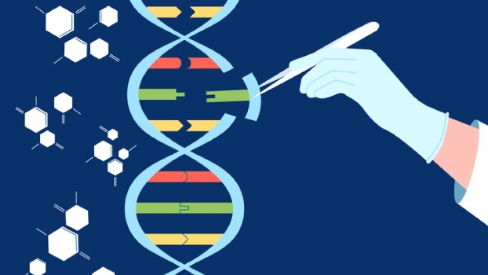 Pictured: Illustration of a gloved hand holding tw