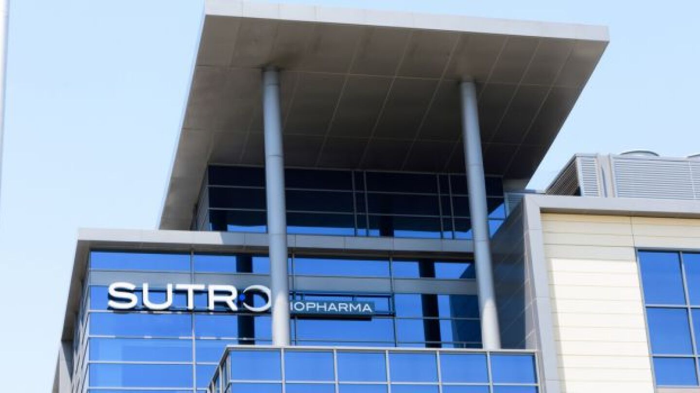 Pictured: The exterior of Sutro Biopharma's headquarters in South San Francisco