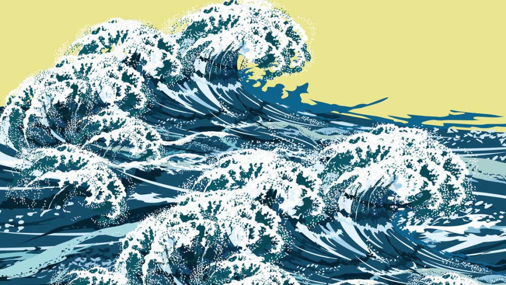 Illustration of sea storm waves