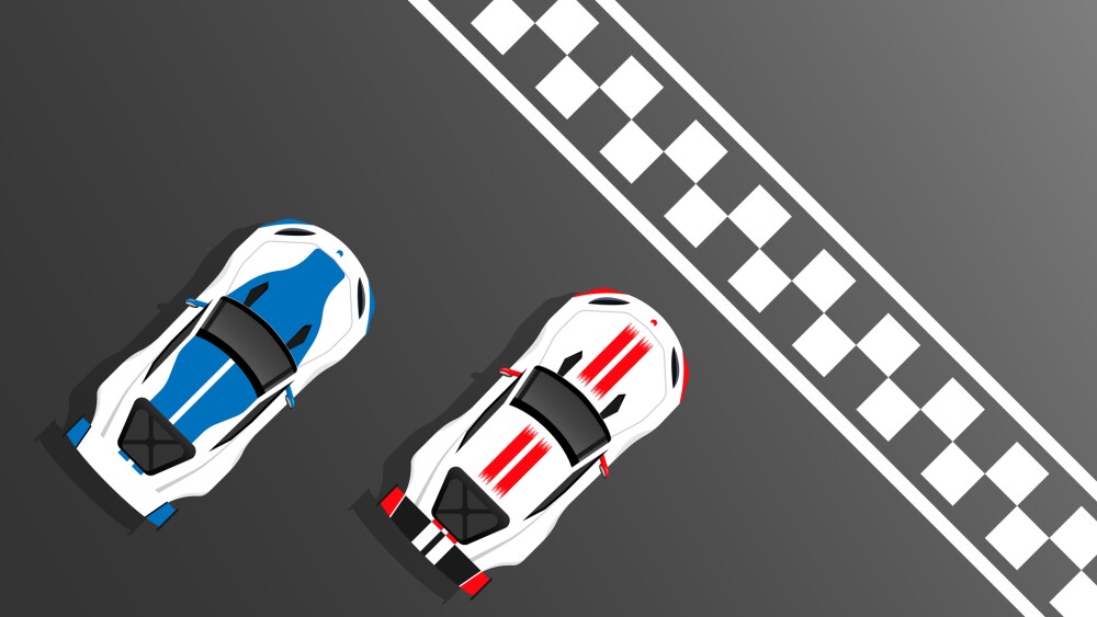 Racing Cars at the finish line