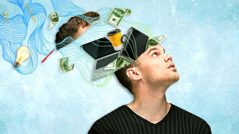 Pictured: Mind opening with business-related objec