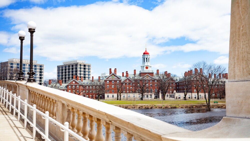 Anderson Memorial Bridge and Dunster House view in Cambridge near Boston