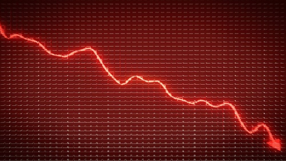 Red trend as symbol of business recession and financial crisis. Large resolution
