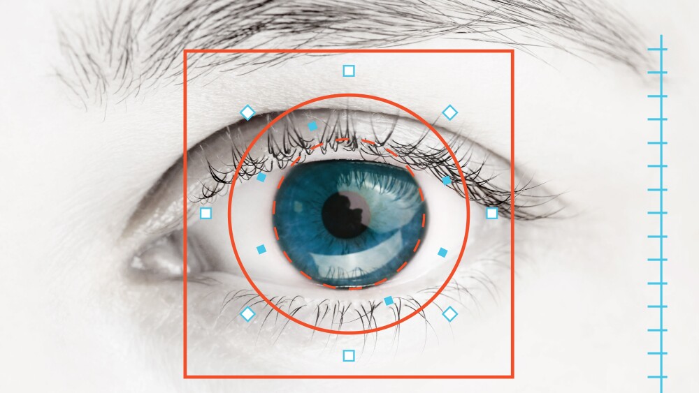 Scanner on blue human eye