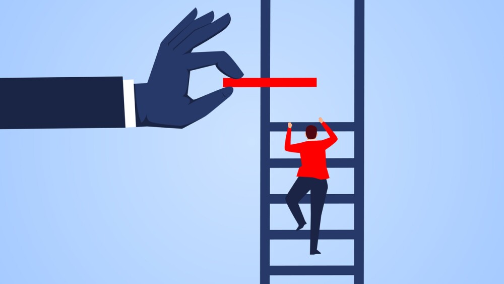 Climb up, hand help businessman build ladder