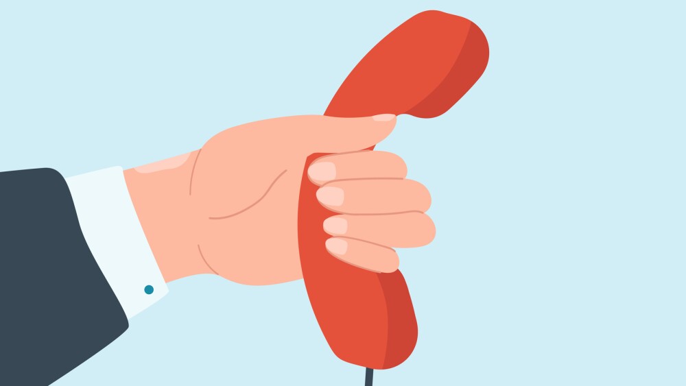 Phone headset in hands flat vector illustration. Phone as symbol of connection with customer, support or feedback. Hotline, service, media, network, help concept