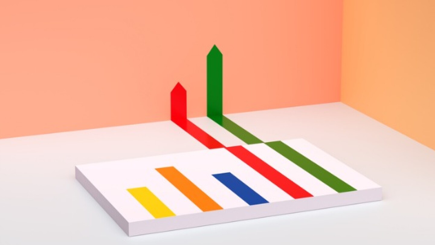 Pictured: An illustration of colored arrows climbing a wall