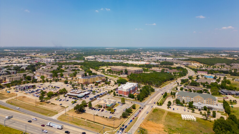 Aerial photo hotels in Denton, Texas