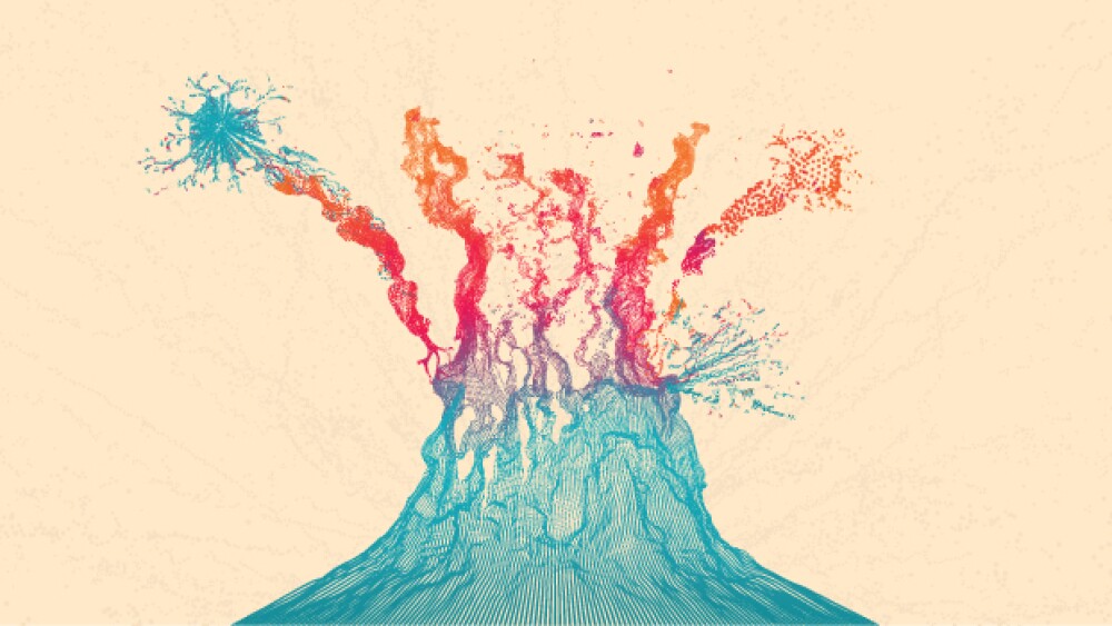 Pictured: A volcano erupting of damaged and inflamed nerves