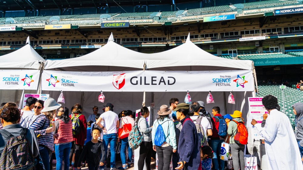Nov 2, 2019 San Francisco / CA / USA - People visiting the Gilead exhibition at the Bay Area Science festival; free access, no ticket required