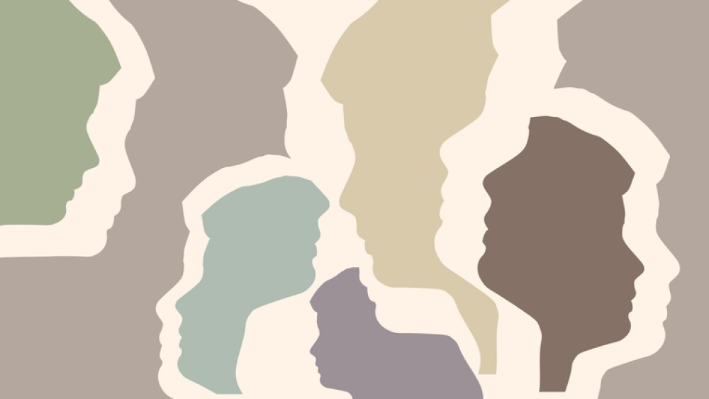 Mind health concept. Human face side view silhouette and alter ego