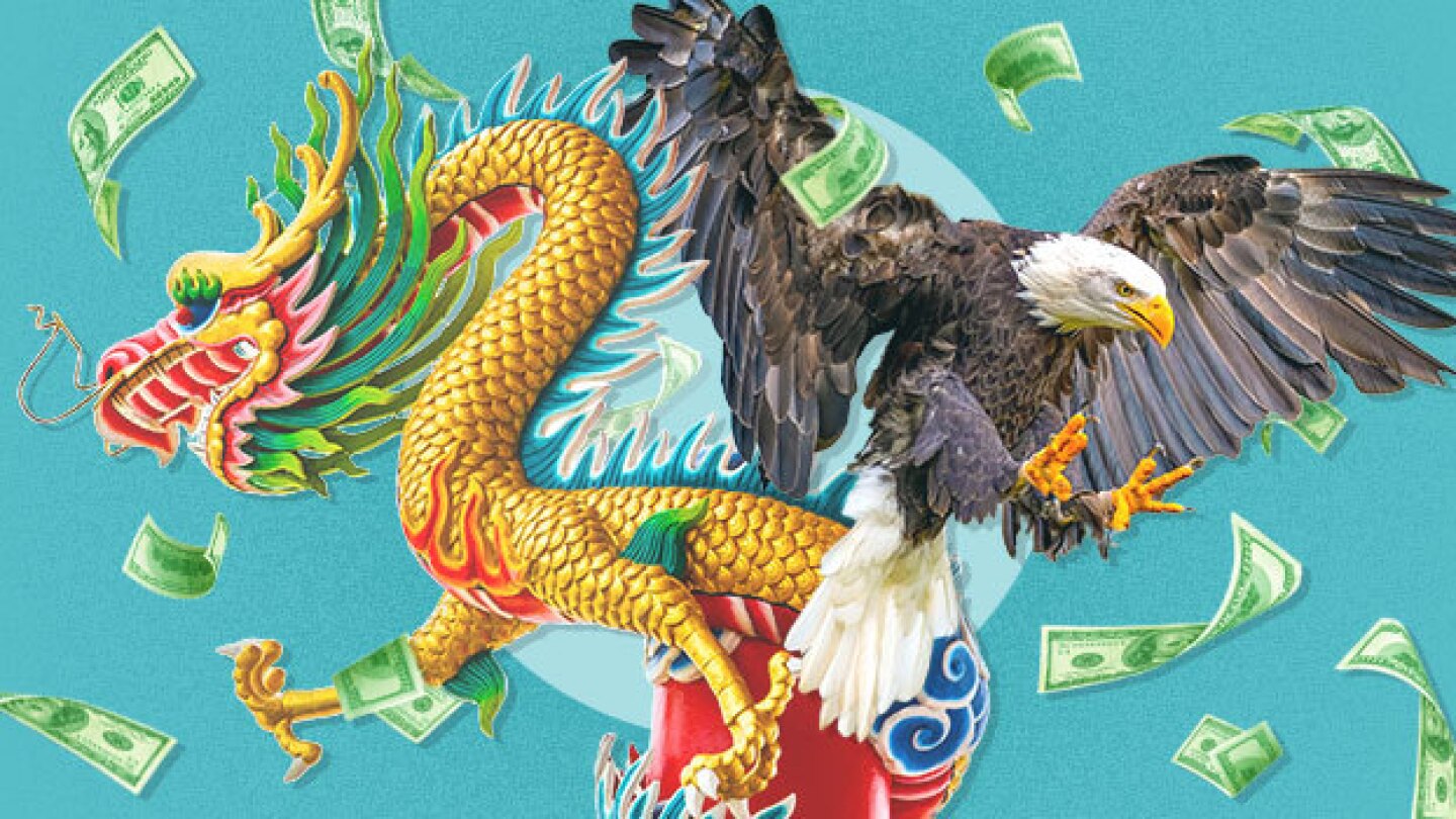 Dragon and eagle with money