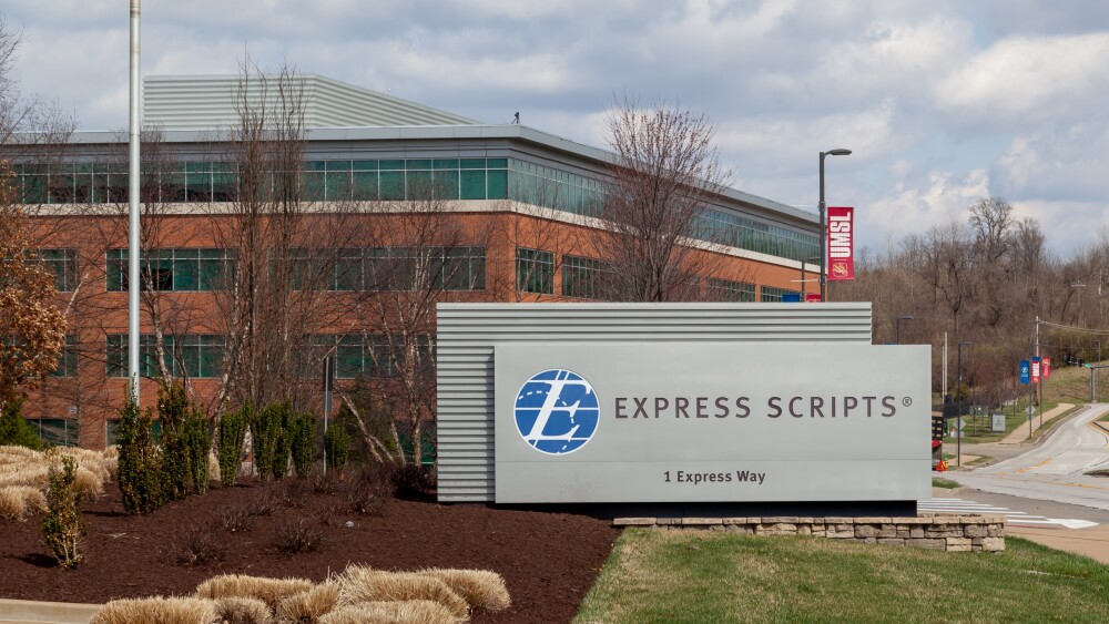Signage outside Express Scripts' headquarters in Missouri