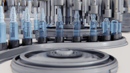 Close-up of medical ampoule production line/iStock