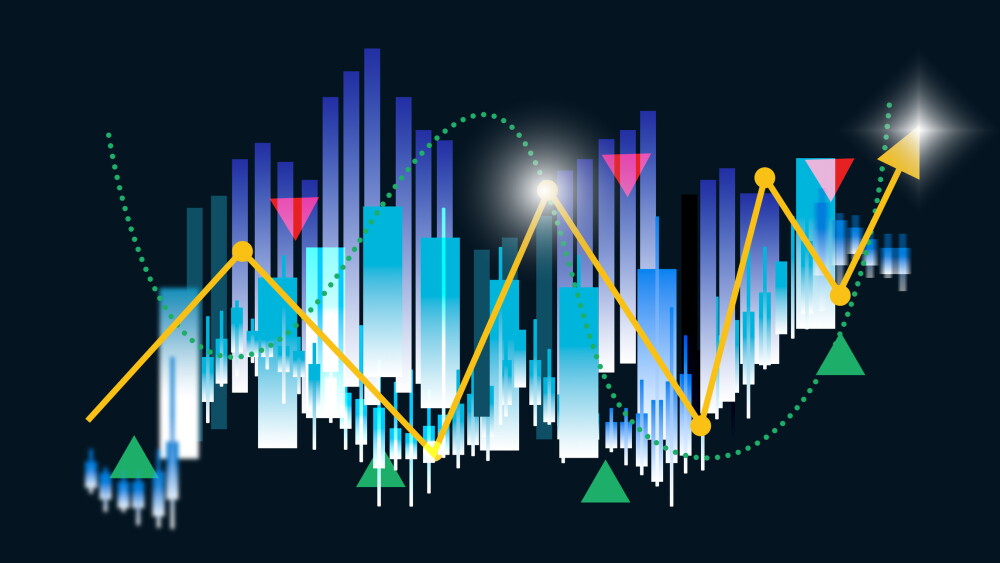 Candlestick stock market chart graph trading ipo commodity investment trading graph, business and financial concepts