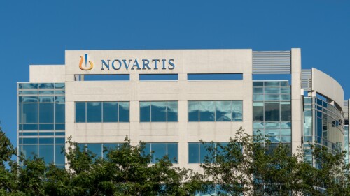 Dorval, Quebec, Canada - September 3, 2021: Novartis Pharmaceuticals Canada Inc. head office building in Dorval, Quebec, Canada. Novartis is a global healthcare company based in Switzerland.