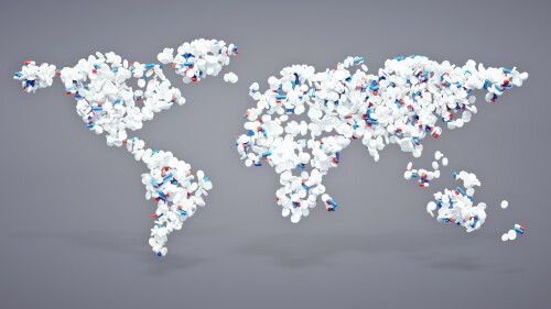 3d pharmaceutical world icon with included clipping path.
