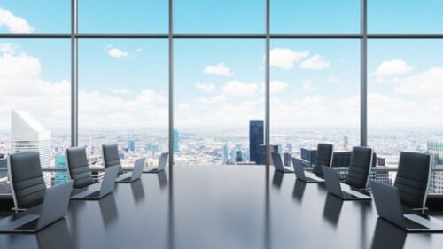 Pictured: Boardroom overlooking a city/iStock, ism