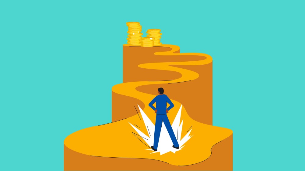 Rough road to money stock illustration