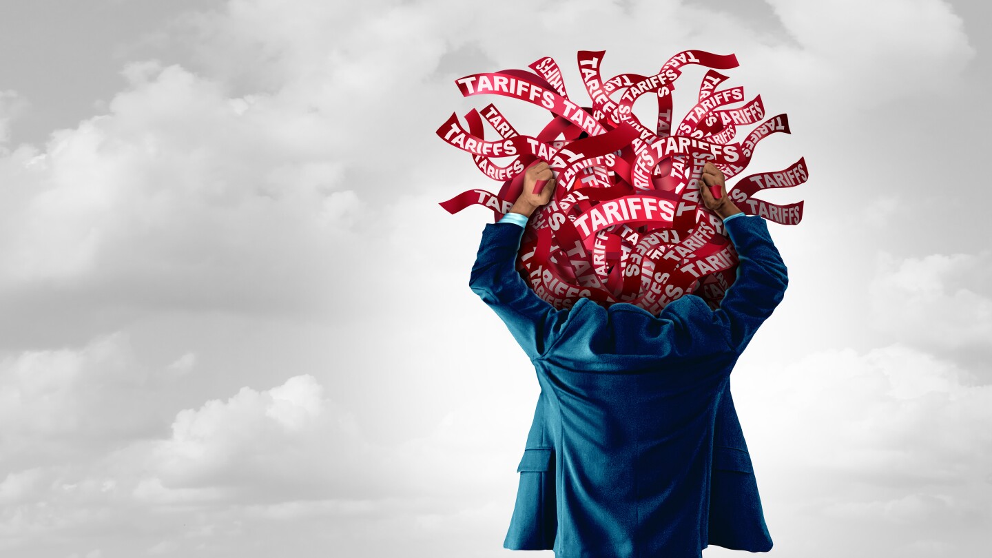 Tariffs Anxiety and tariff stress due to economic uncertainty and trade war reciprocal taxation as global imports and exports taxed causing fear and panic in the markets.