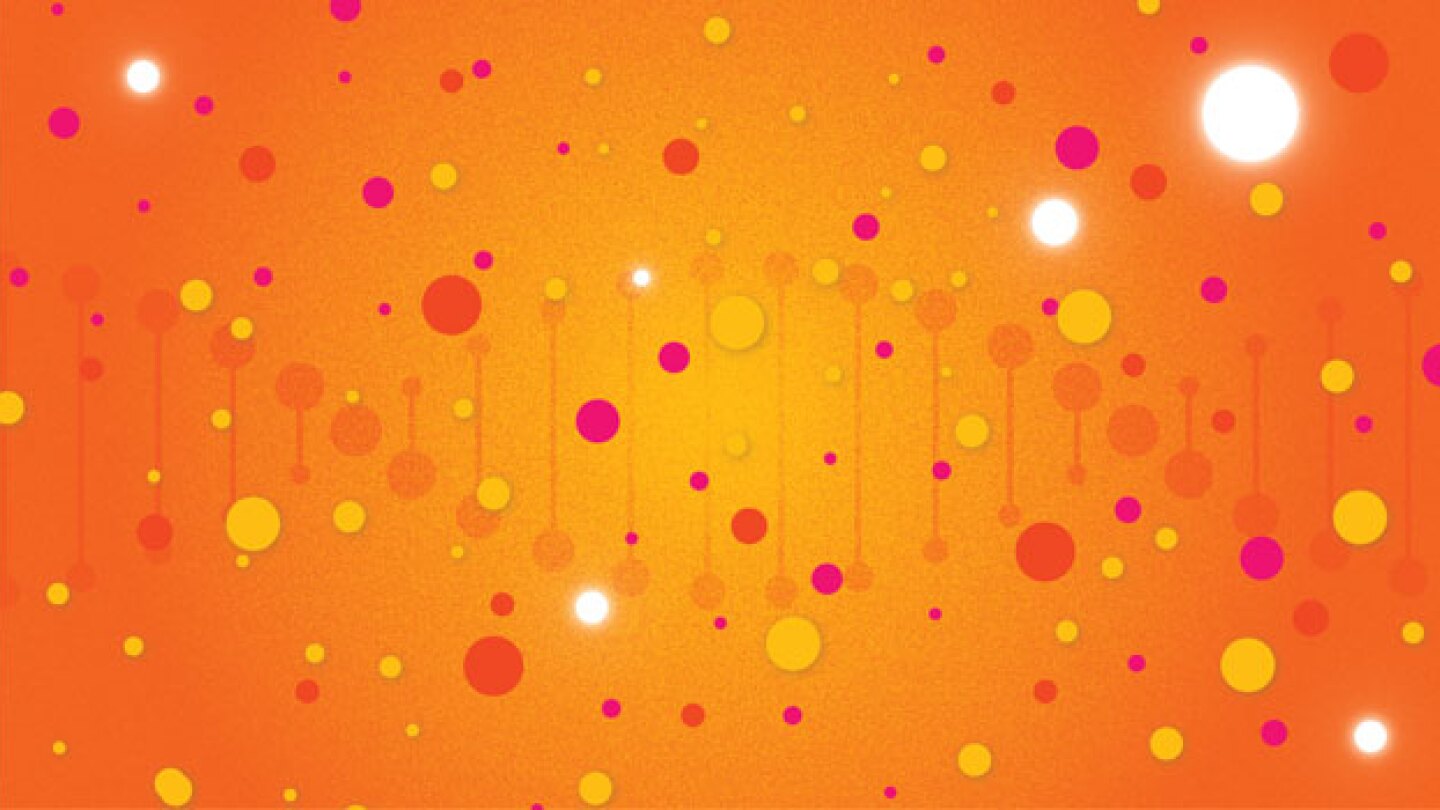 Pictured: Randomized data over a strand of DNA/Nic