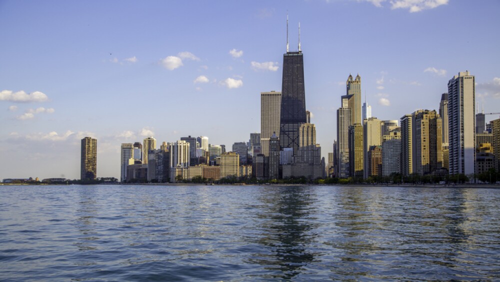 View of Chicago Skyline from North Avenue Beach
