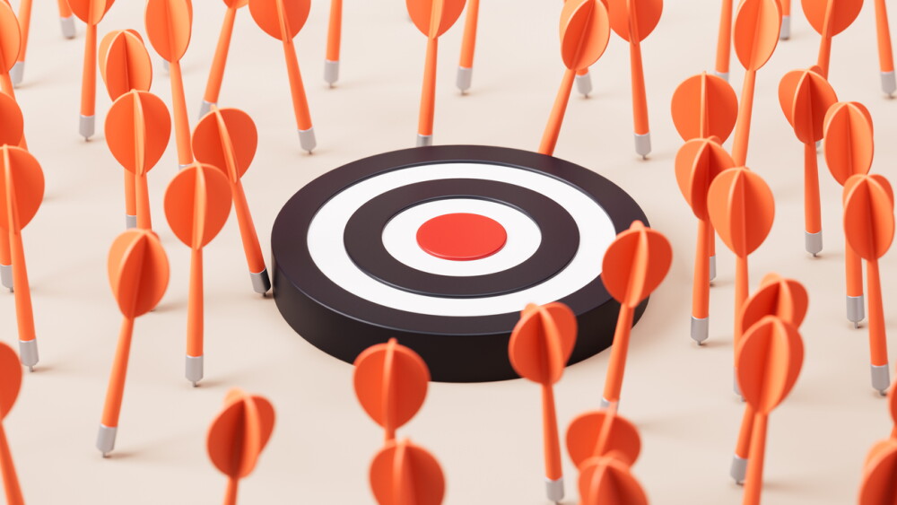 Target center and arrow with business target concept, 3d rendering. 3D illustration.