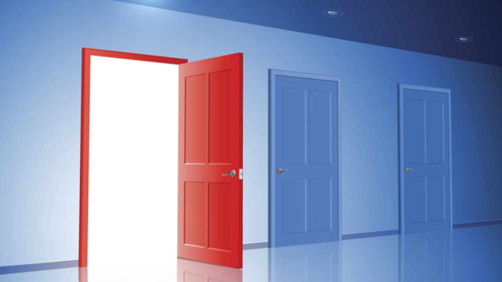 Light in a room through the open door; The choice between the three variants; Version with the left door; Eps10