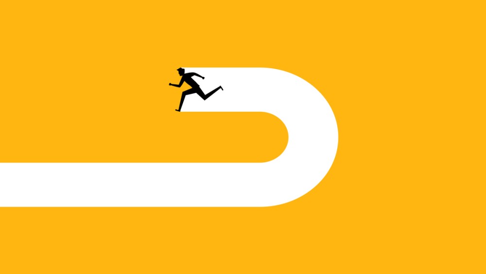 Illustration of businessman running back around