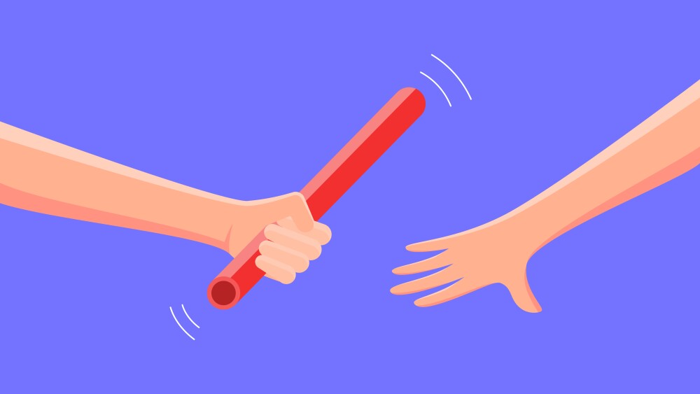 Relay race. Concept of teamwork. working together of business. Vector illustration