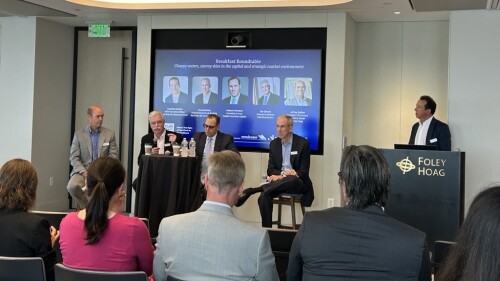 From left to right: Jeff Quillen, Foley Hoag; Jim Cirenza, DNB Bank; Andrew Meadow, Health Innovation Capital; Greg Benning, Back Bay Life Science Advisors; Jonathan Gertler, Back Bay Life Science Advisors
