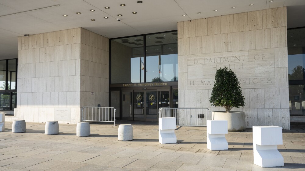 Entrance to the U.S. Department of Health and Human Services in Washington, DC