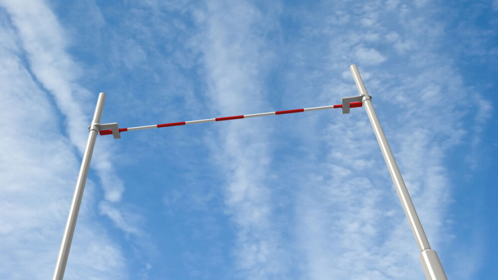 3d render of the pole vault crossbar on blue sky background