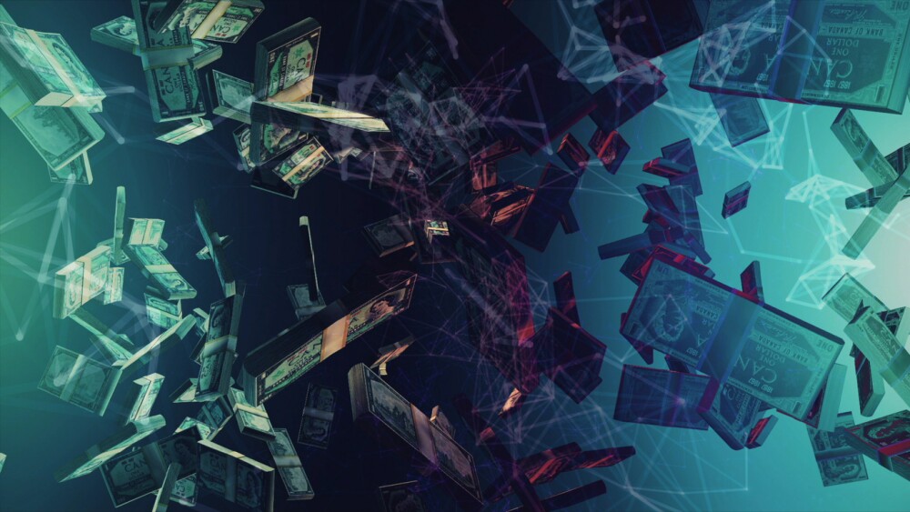 Illustration showing cyber money background