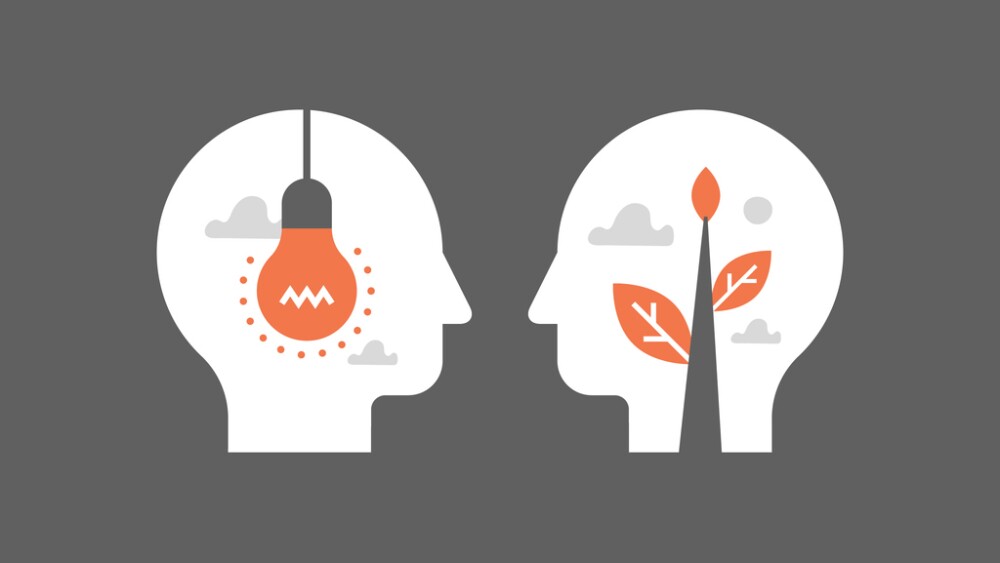 Mentorship concept, guidance and leadership, empathy and communication, face to face heads, negotiation and persuasion, common ground, emotional intelligence, vector flat illustration