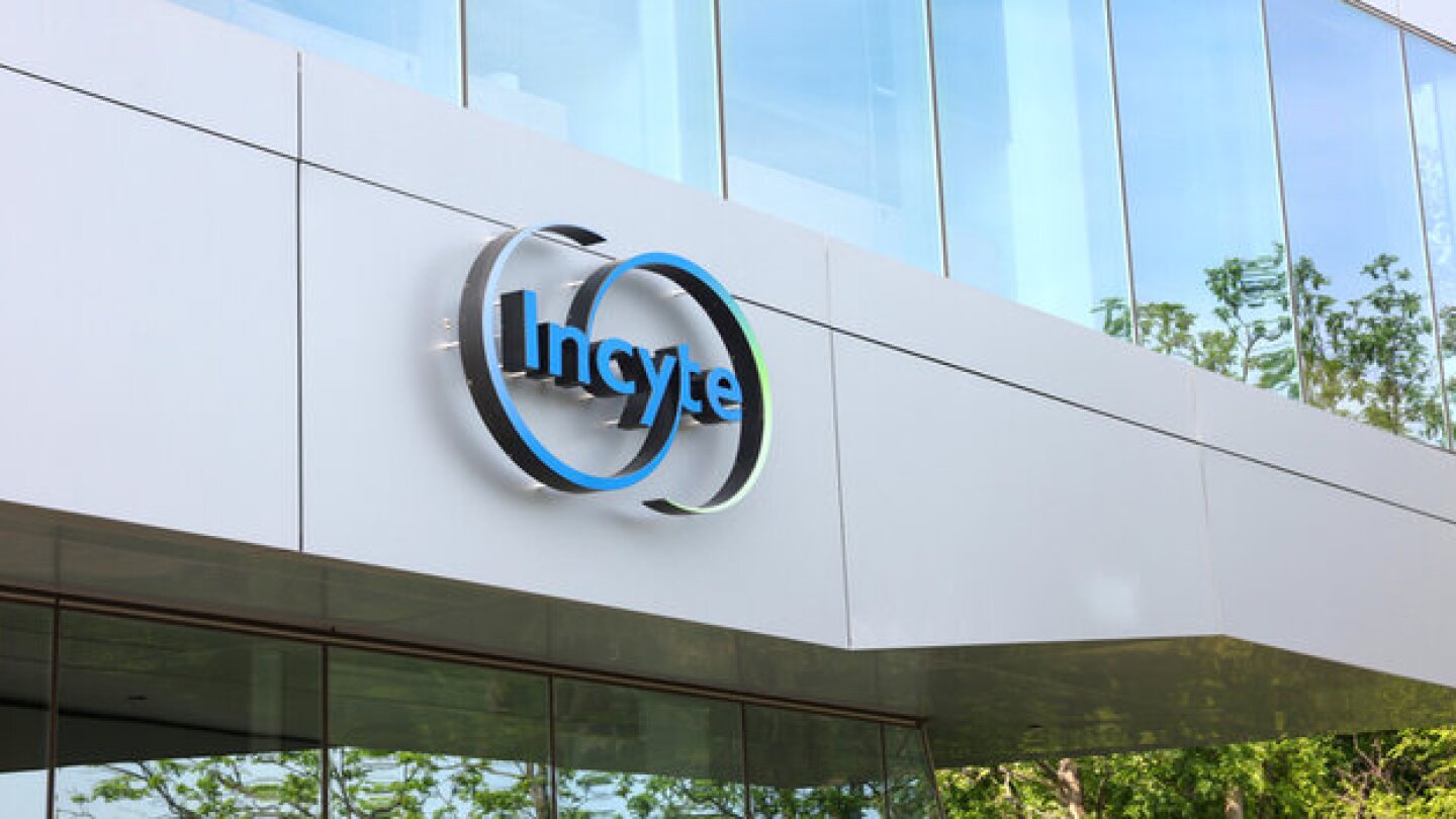 Incyte's logo on its building in Delaware