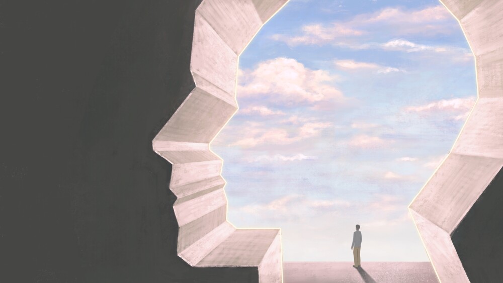 Brain , concept idea art of thinking, surreal portrait painting, conceptual artwork, 3d illustration